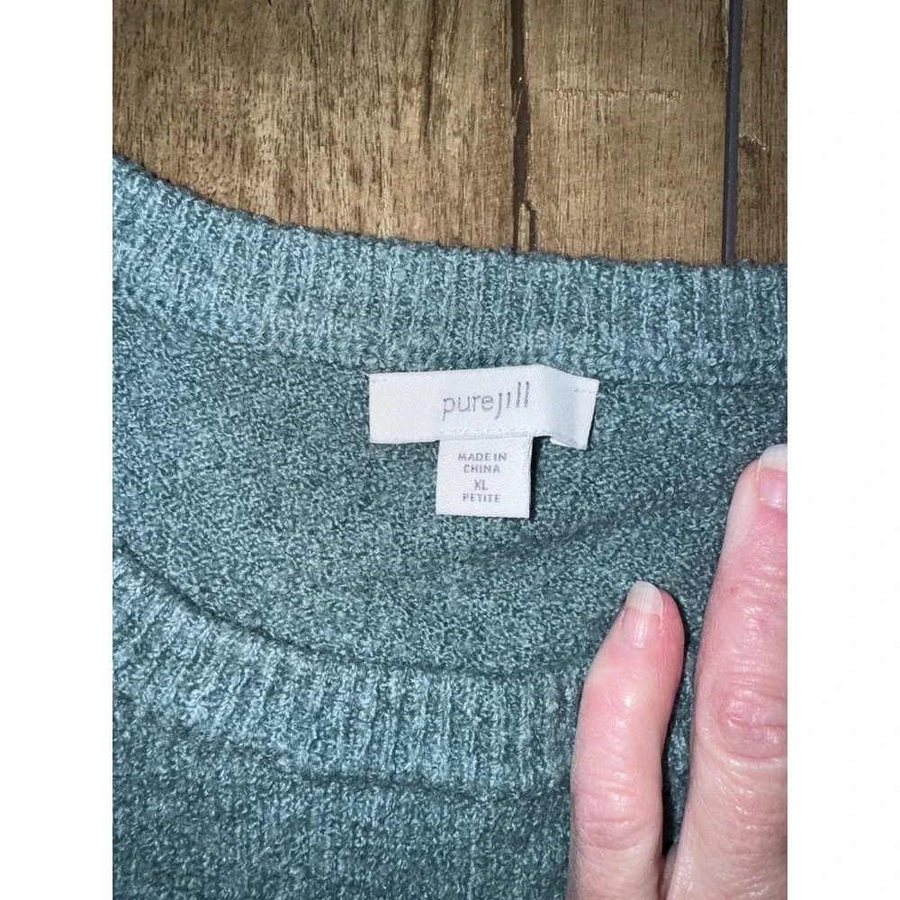 Pure Jill Petite XL Blue Sweater Knit Pullover‎ Pocket Crewneck